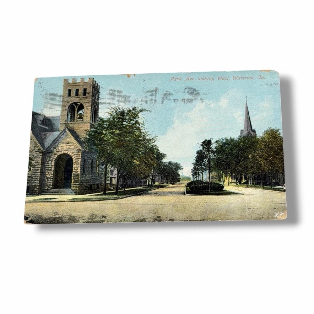 Postcard Park Avenue Looking West Waterloo Iowa c1909 Divided Back Card B650